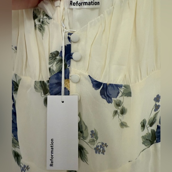 Reformation Charlee Floral Dress, Macadamia, 10 - Picture 7 of 9